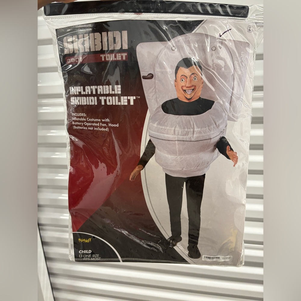 Boys' One Size Fits Most Skibidi Toilet Blow Up Costume with Mask